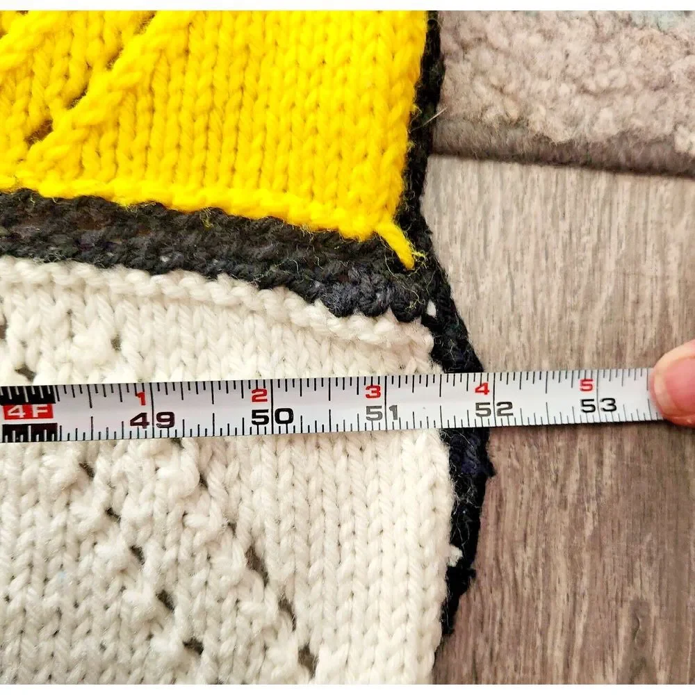Afghan‎ Throw 80s Bright Color Block Cube Handmade 70s Grannycore Vintage Retro